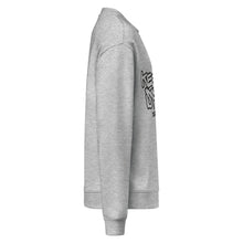 Load image into Gallery viewer, Gray sweatshirt with a logo on the sleeve against a white background