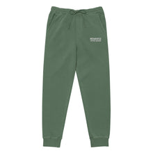 Load image into Gallery viewer, Green sweatpants with a logo on a white background
