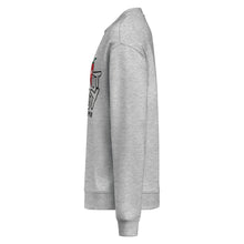 Load image into Gallery viewer, Gray sweatshirt with a logo on the sleeve against a white background
