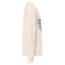 Load image into Gallery viewer, Beige sweatshirt with black text on the sleeve against a white background
